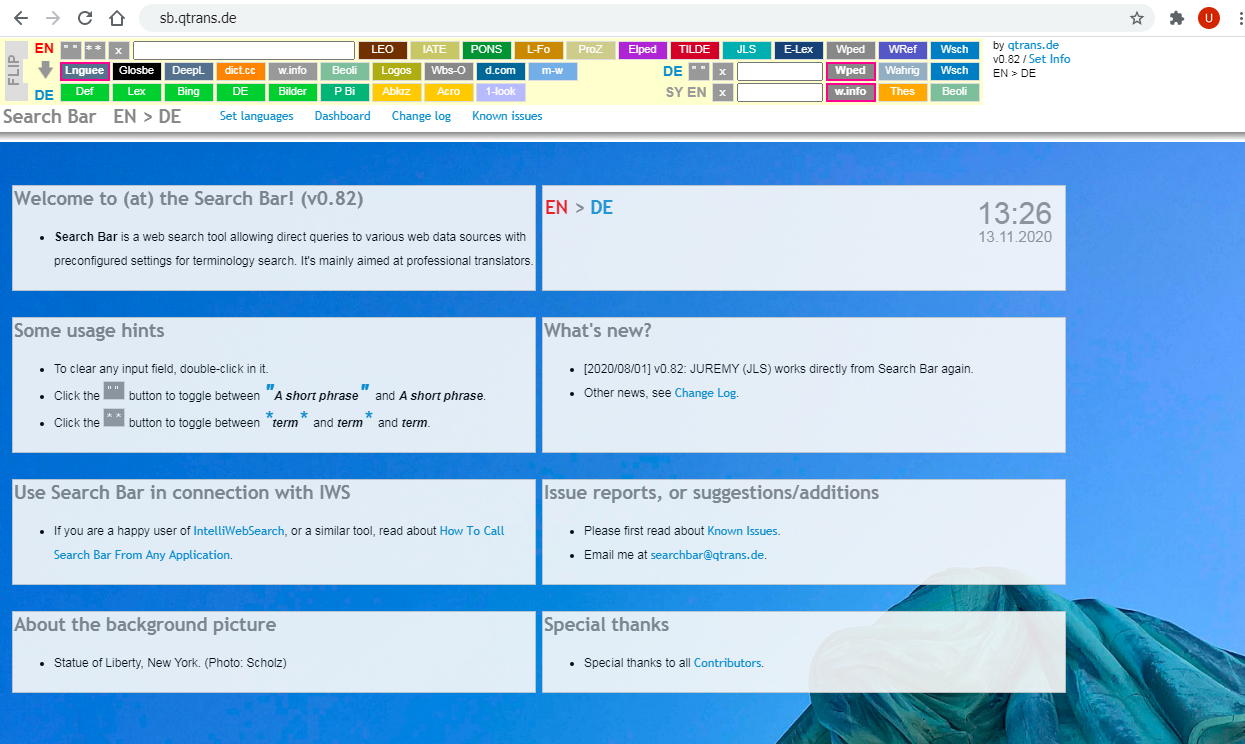 Screenshot: Search Bar